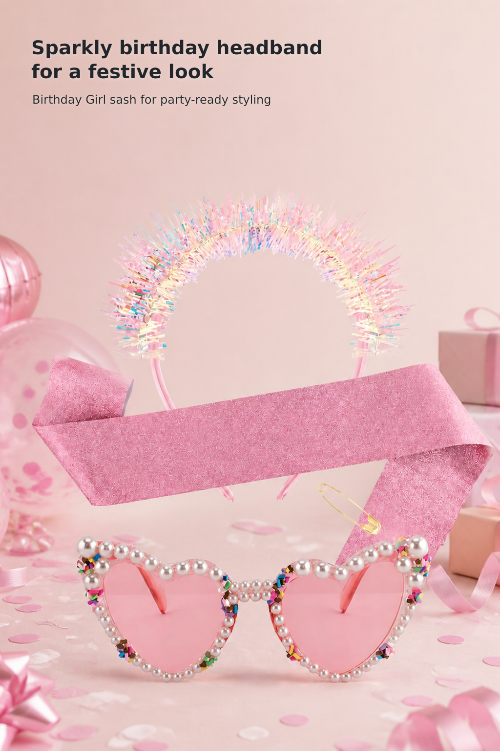 Girls’ Pink Birthday Princess Accessories Set