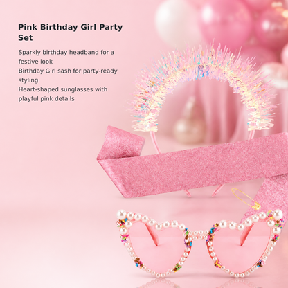 Girls’ Pink Birthday Princess Accessories Set