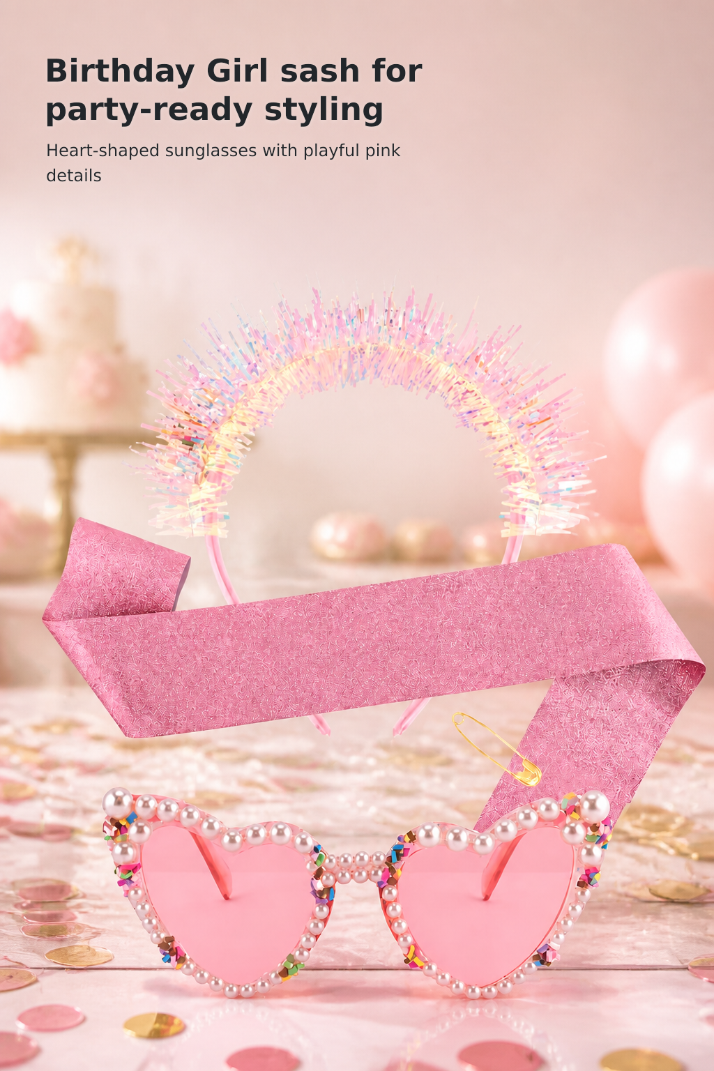 Girls’ Pink Birthday Princess Accessories Set